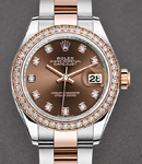 Datejust 28mm Steel and Rose Gold with Diamond Bezel On Steel and Rose Gold Oyster Bracelet with Chocolate Diamond Dial