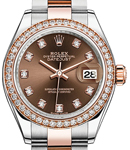 Datejust 28mm Steel and Rose Gold with Diamond Bezel On Steel and Rose Gold Oyster Bracelet with Chocolate Diamond Dial