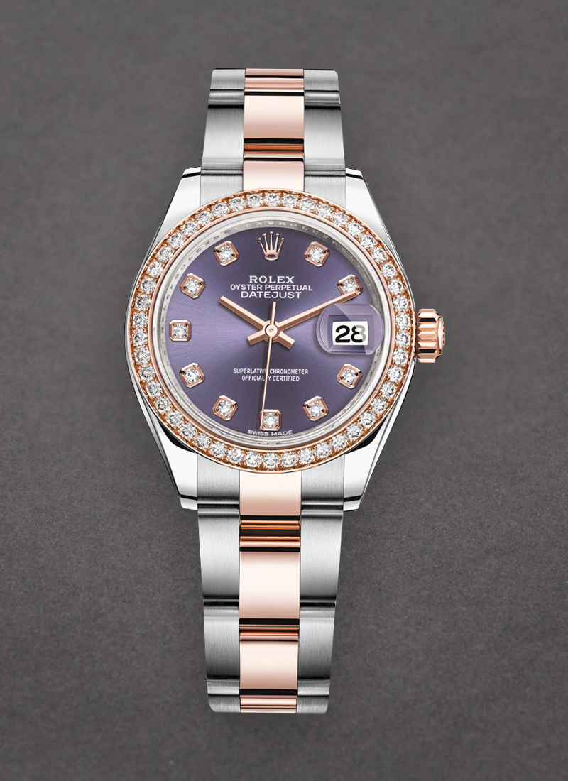 Rolex Unworn Datejust 28mm Steel and Rose Gold with Diamond Bezel