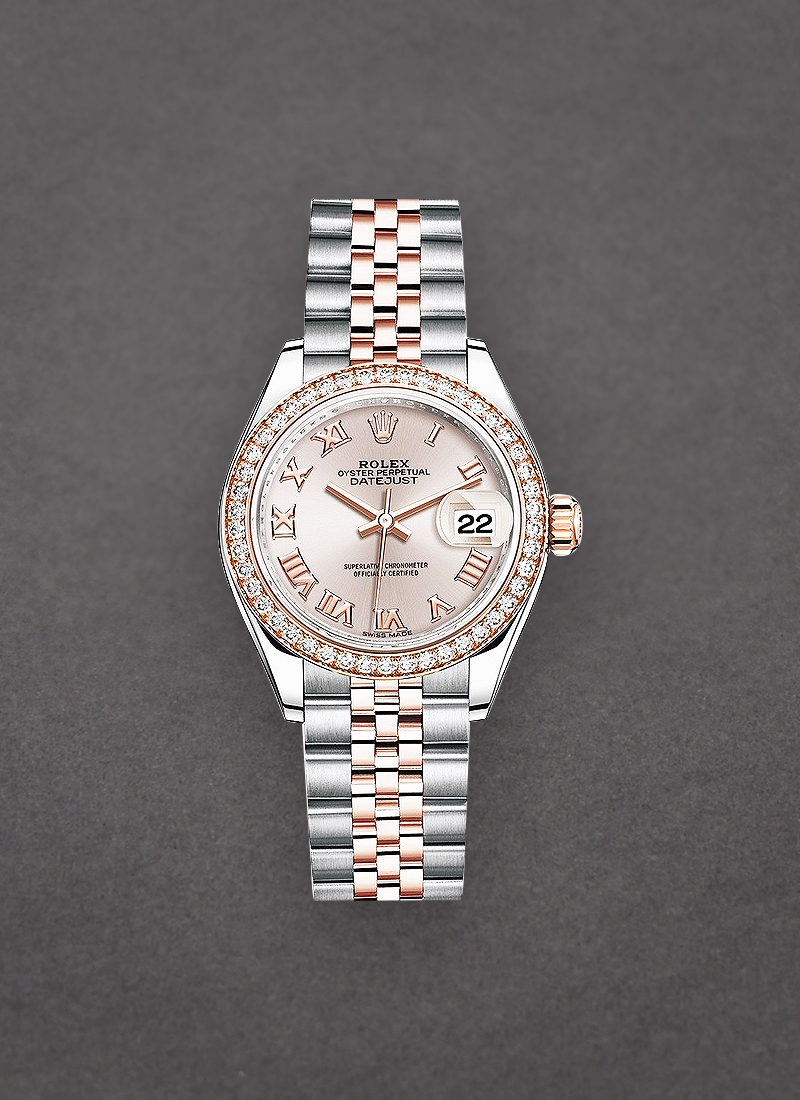 Rolex Unworn Datejust 28mm Steel and Rose Gold with Diamond Bezel