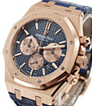 Royal Oak Chronograph 41mm in Rose Gold On Blue Alligator Leather Strap with Blue Dial