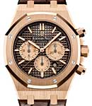 Royal Oak Chronograph in Rose Gold on Brown Crocodile Leather Strap with Brown Dial