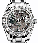 Datejust 34mm in White Gold with Diamond Bezel On White Gold Pearlmaster Bracelet with Goldust Dream Diamond Dial