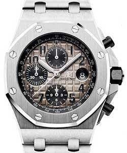 Royal Oak Offshore Chronograph in Platinum Bezel on Platinum Bracelet with Grey Dial