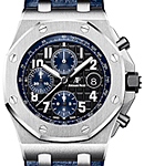 Royal Oak Offshore Chronograph 42mm in Steel On Blue Leather Strap with Black Dial