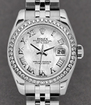 Datejust 26mm in Steel with Diamond Bezel on Jubilee  Bracelet with White MOP Roman Dial