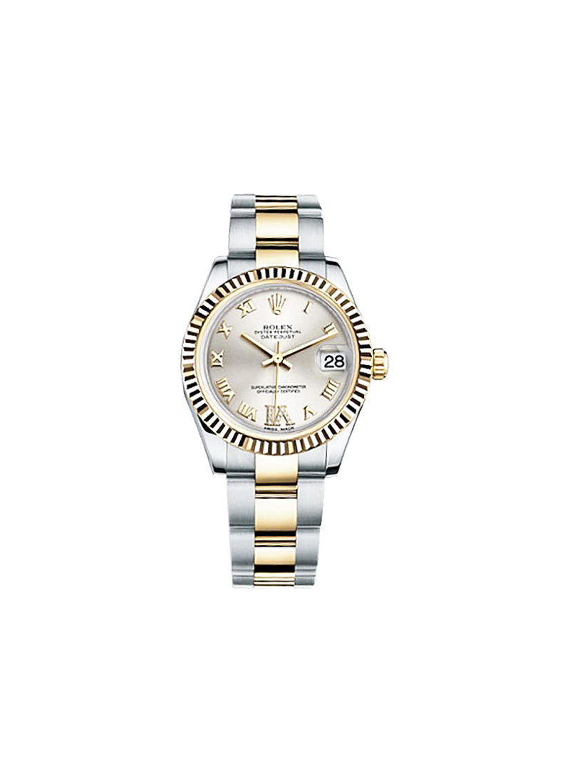 Rolex Unworn Mid Size Datejust 31mm in Steel with Yellow Gold Fluted Bezel