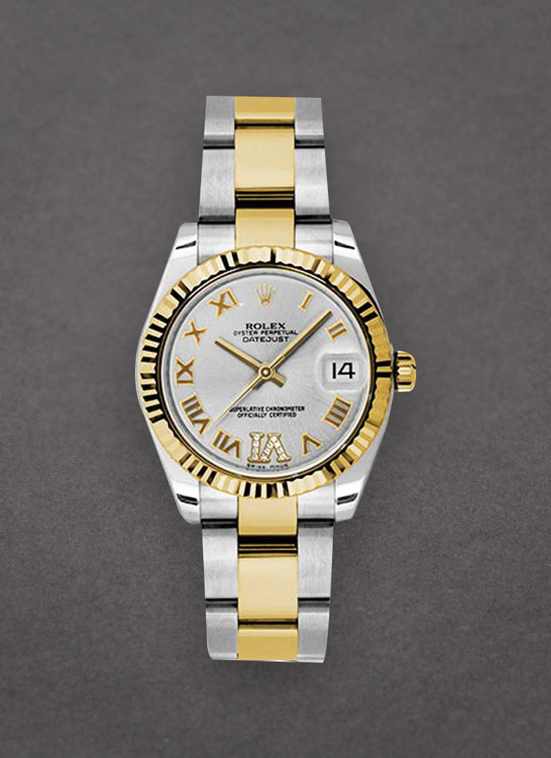 Rolex Unworn Datejust 31mm Automatic in Steel with Yellow Gold Fluted Bezel