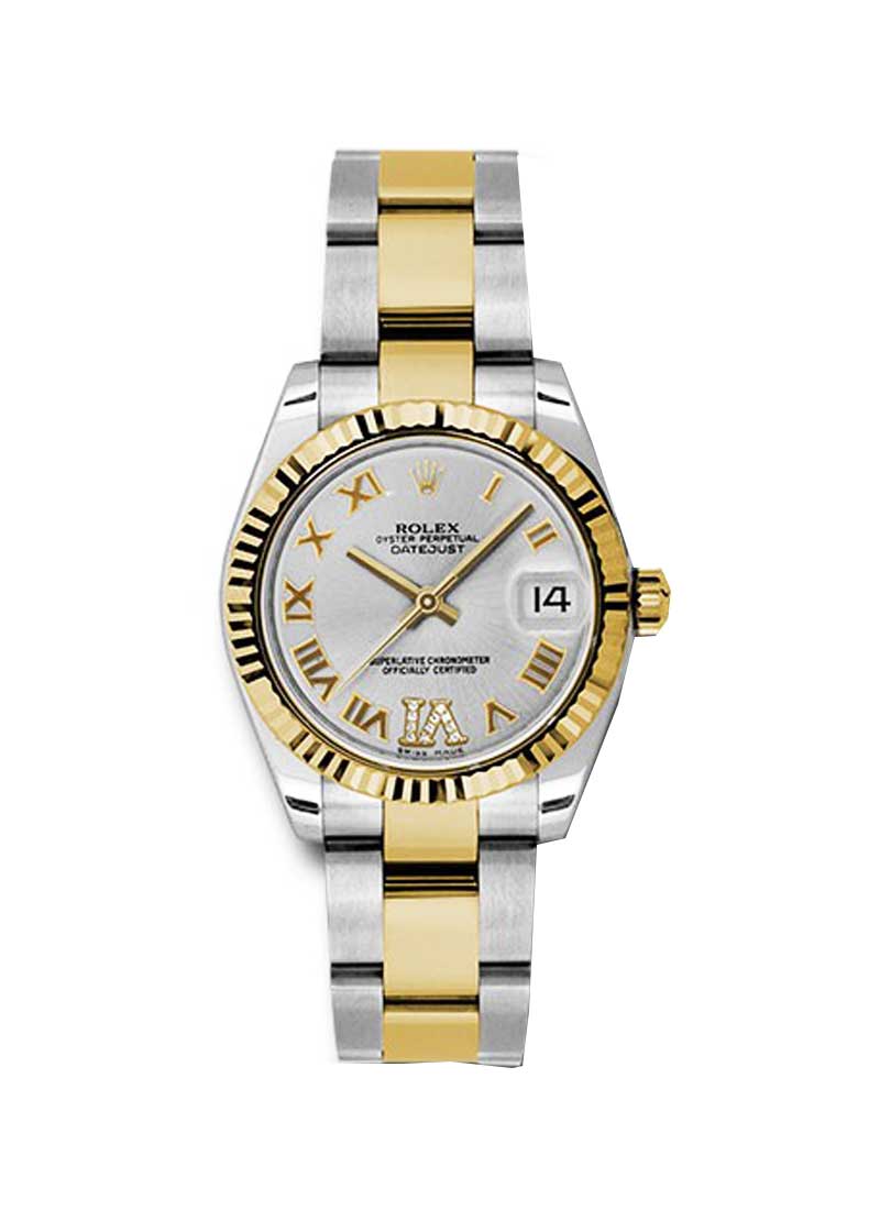 Rolex Unworn Datejust 31mm Automatic in Steel with Yellow Gold Fluted Bezel