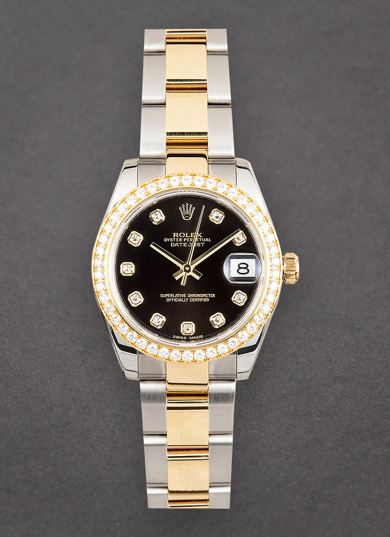 Rolex Unworn Datejust 31mm in Steel with Yellow Gold Diamond Bezel