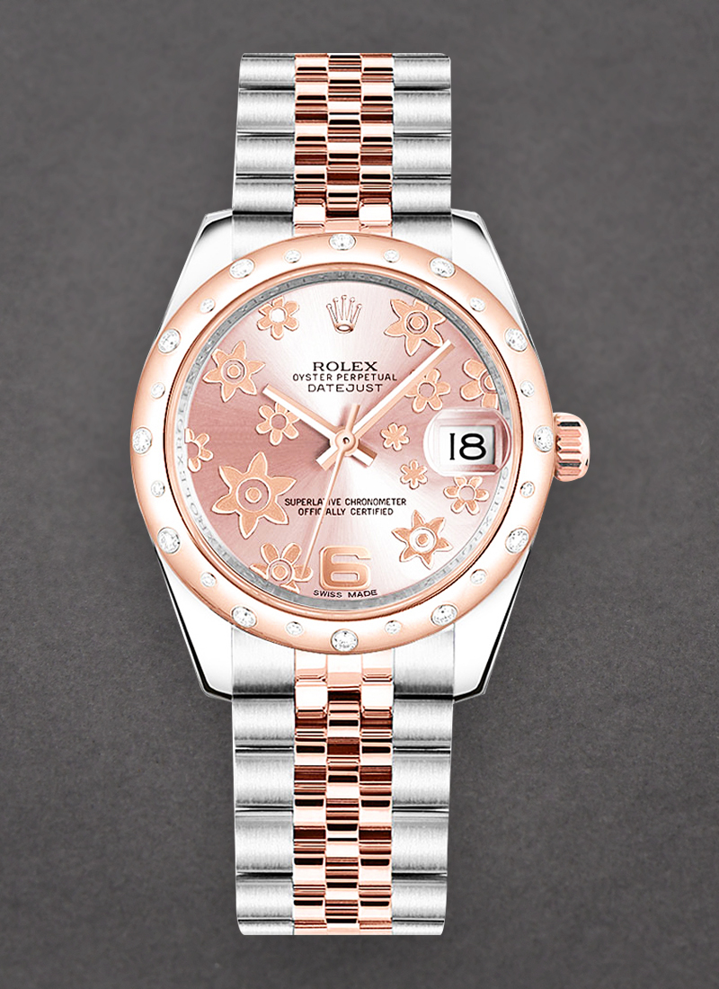 Rolex Unworn Datejust 31mm in Steel with Rose Gold 24 Diamond Bezel