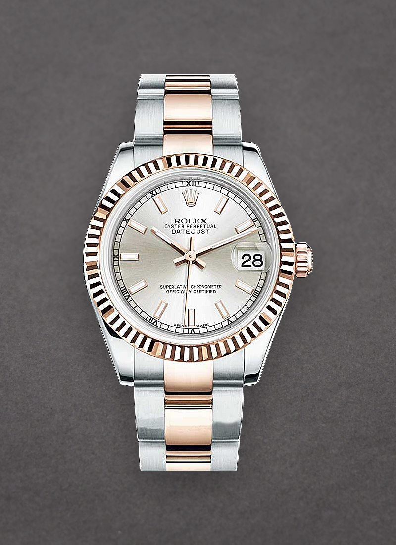 Rolex Unworn Datejust 31mm in Steel with Rose Gold Fluted Bezel