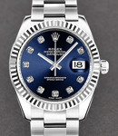 Datejust 31mm Mid Size in Steel with Fluted Bezel on Oyster Bracelet with Blue Diamond Dial
