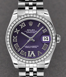 Datejust 31mm in Steel with Diamond Bezel on Steel Jubilee Bracelet with Purple Roman Dial - Diamonds on VI