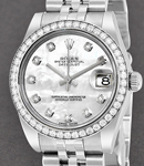 Mid Size Datejust 31mm in Steel with Diamond Bezel on Jubilee Bracelet with MOP Diamond Dial