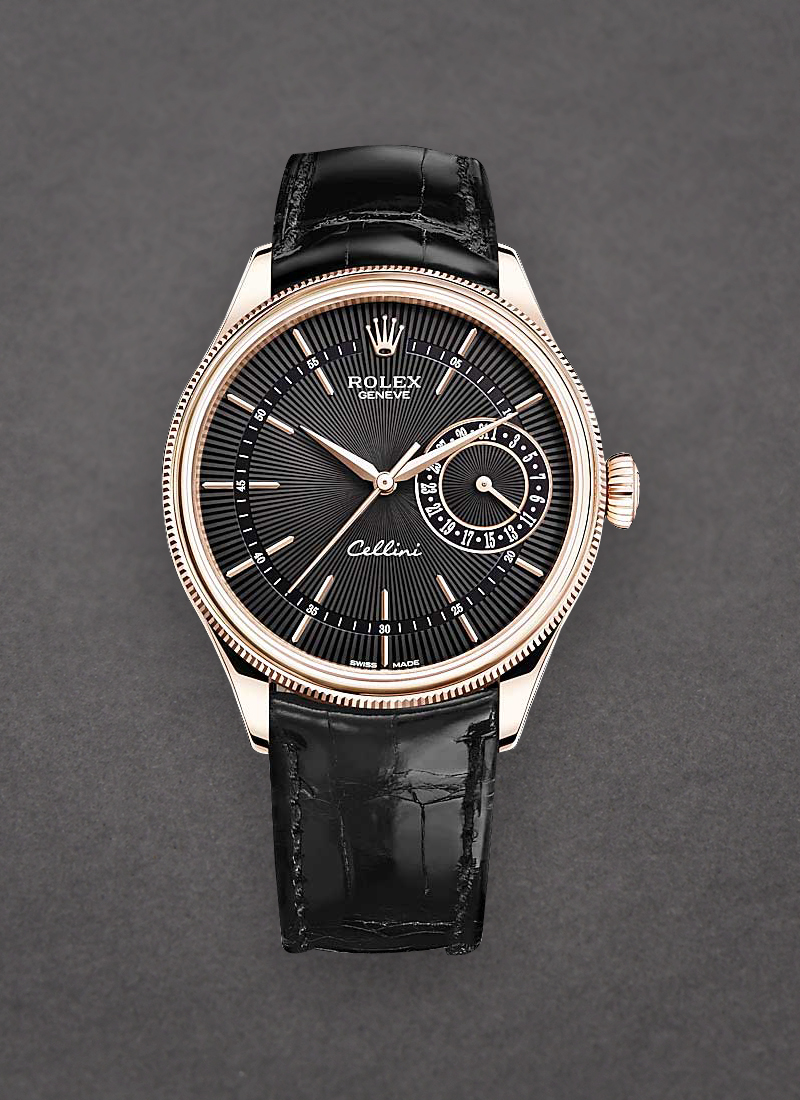 Rolex Unworn Cellini Date in Rose Gold with Double Domed and Fluted Bezel