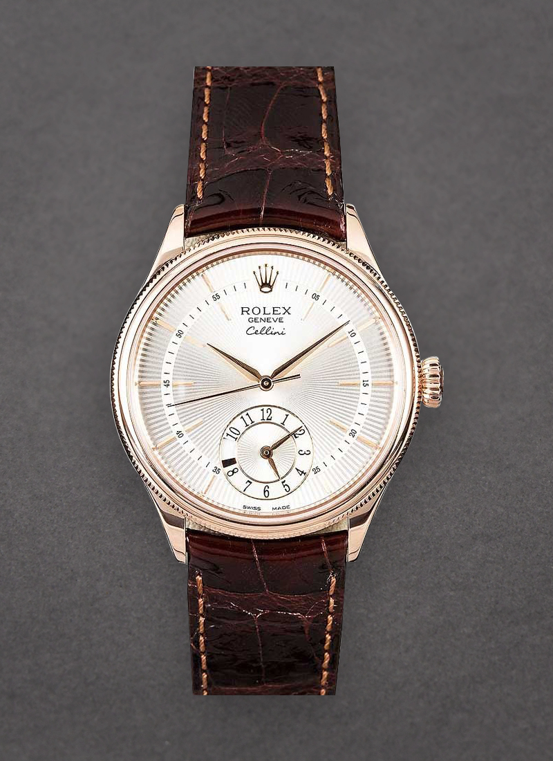 Rolex Unworn Cellini Dual 39mm in Rose Gold with Domed and Fluted Double Bezel