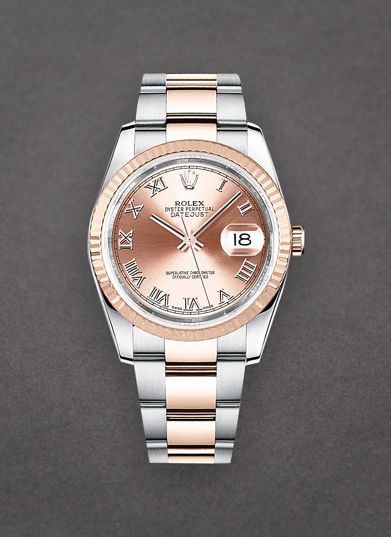 Rolex Unworn Datejust 36mm in Steel with Rose Gold Fluted Bezel