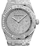 Royal Oak in White Gold with Diamonds on White Gold Diamond Bracelet with Pave Diamond Dial