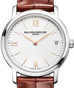 Classima 33mm in Steel  On Brown Alligator Leather Strap with Silver Dial