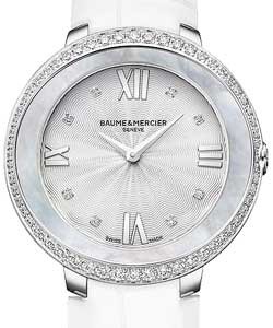 Promesse in Steel with Diamond Bezel on White Alligator Leather Strap with White Dial