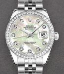 Datejust 26mm in Steel with Diamond Bezel on Jubilee Bracelet with MOP Diamond Dial