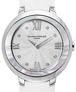 Promesse in Steel with Diamond Bezel on White Satin Strap with Silver Dial