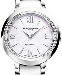 Promesse 30mm in Steel with Diamond Bezel on Steel Bracelet with White Mother of Pearl Dial