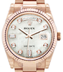 President Day-Date 36mm in Rose Gold with Fluted Bezel on Oyster Bracelet with White MOP Oxford Motif Dial