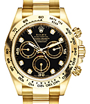 Daytona Yellow Gold on Yellow Gold Oyster Bracelet with Black Diamond Dial