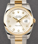 2-Tone Datejust 36mm on Oyster Bracelet with Steel and Silver Diamond Dial