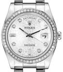 Day Date 36mm in Platinum Diamond Bezel on Platinum President Bracelet with Silver Jubilee Diamond Dial