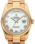 Day-Date 36mm in Rose Gold with Domed Bezel on Oyster Braclet with White Roman Dial