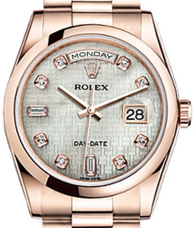 President Day-Date in Rose Gold  on Rose Gold President Bracelet with White MOP Oxford Motif Dial