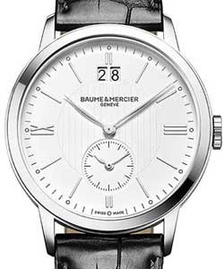 Classima 40mm in Stainless steel on Black Alligator Leather Strap with White Roman Dial