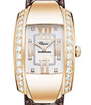 La Strada in Rose Gold with Diamond Bezel on Brown Leather Strap with Mother of Pearl Diamond Dial