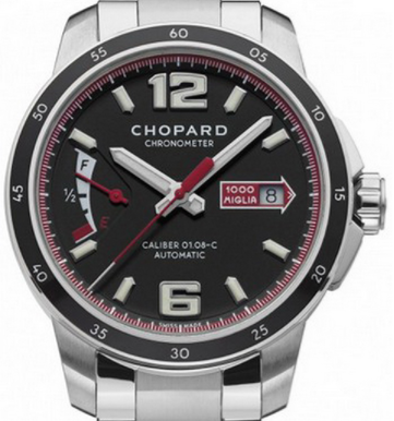 Mille Miglia GTS Power Control in Steel on Steel Bracelet with Black Dial