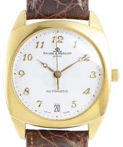  Vintage Ladies in Yellow Gold on Brown Leather Strap with White Dial