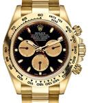 Daytona Yellow Gold on Yellow Gold Oyster Bracelet with Black and Champagne Stick Dial