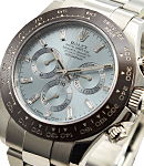 Daytona Cosmograph in Platinum with Brown Bezel on Platinum Oyster Bracelet with Ice Blue Diamond Dial