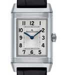 Reverso Classic 34mm in Steel on Black Alligator Strap with Silver Guilloche Dial