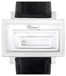 Happy Spirit Square in White Gold on Black Crocodile Leather Strap with Mother of Pearl Dial