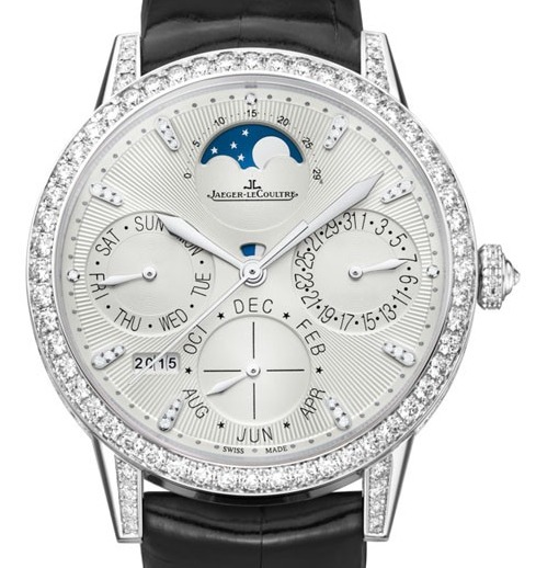 Rendez-Vous Perpetual Calendar in White Gold with Diamond Bezel on Black Alligator Leather Strap with Silver Dial