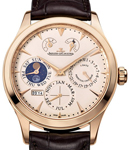 Master Eight Days Perpetual Calendar in Rose Gold on Brown Crocodile Leather Strap with Beige Dial
