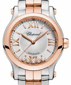 Happy Sport Mini in Steel with Rose Gold Bezel on Steel and Rose Gold Bracelet with Silver Dial