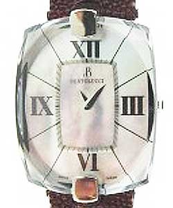 Doppia in Stainless Steel on Burgundy Strap with Mother Of Pearl Dial