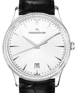 Master Grande Ultra Thin 40mm in White Gold with Diamonds Bezel on Black Alligator Leather Strap with Silver Dial