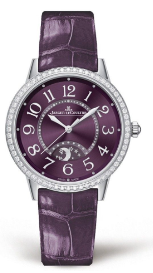 Rendez-Vous Night & Day in Steel with Diamond Bezel on Purple Leather Strap with Purple Arabic Dial