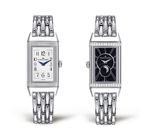 Reverso One Duetto Moon in Steel with Diamonds on Steel Bracelet with Silver Arabic Dial