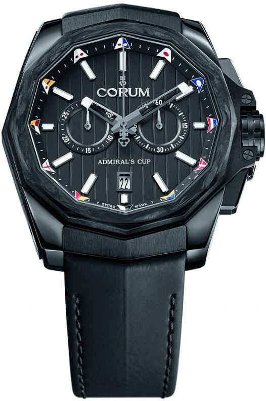 Admiral's Cup AC-One Chronograph in PVD and Steel on Black Leather Strap with Black Dial